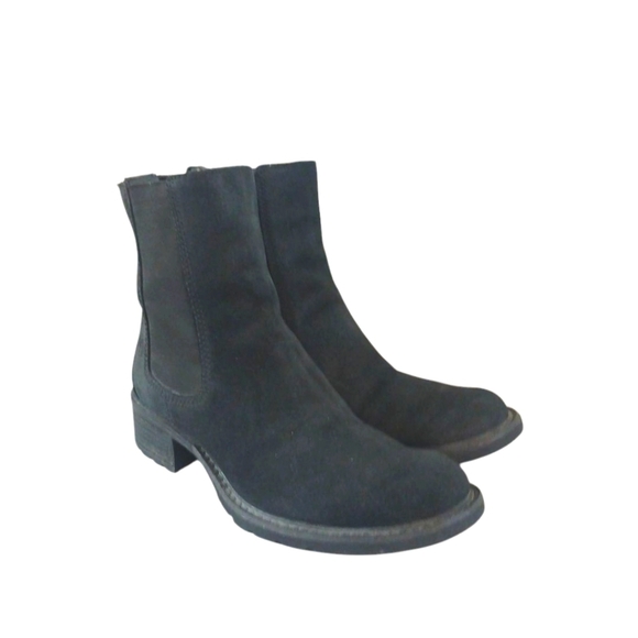 Timberland Black Leather Combat Boots Women's Black Lug Sole Booties Size 7 - Picture 7 of 13